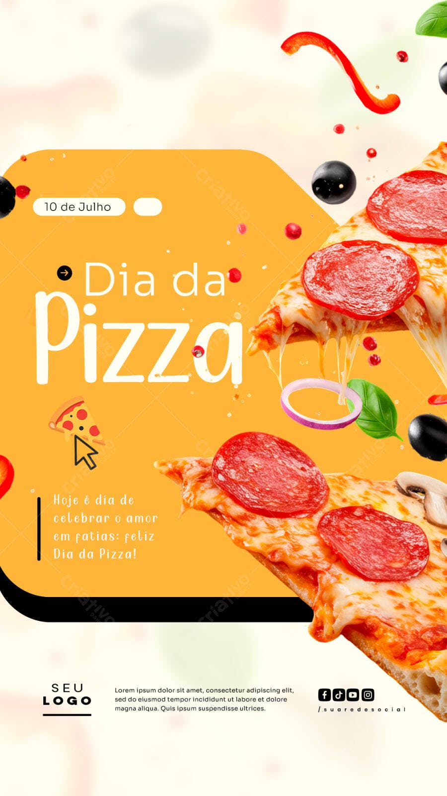 Flyer Dia da Pizza 10 de Julho PSD Editável