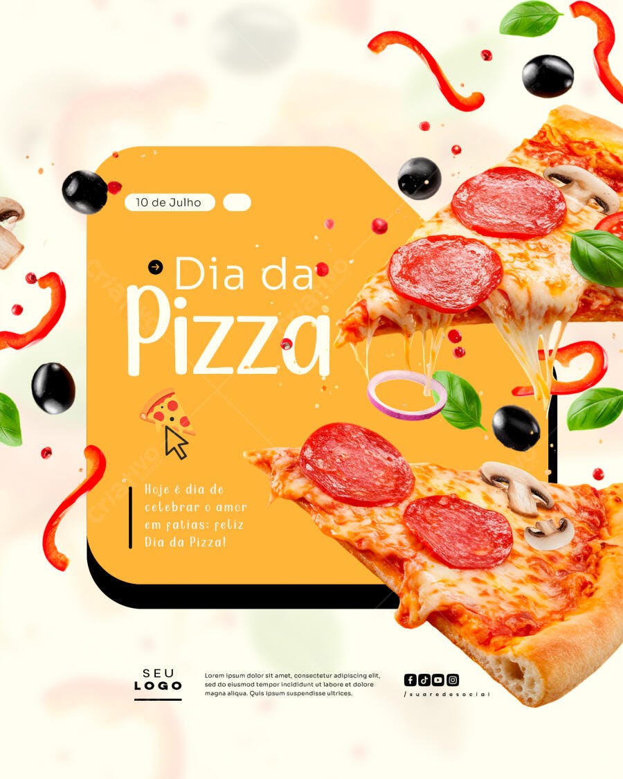 Flyer Dia da Pizza 10 de Julho PSD Editável