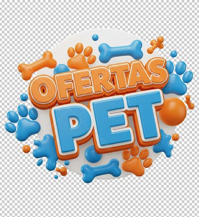Selo Ofertas Petshop Renderizado em 3D PNG