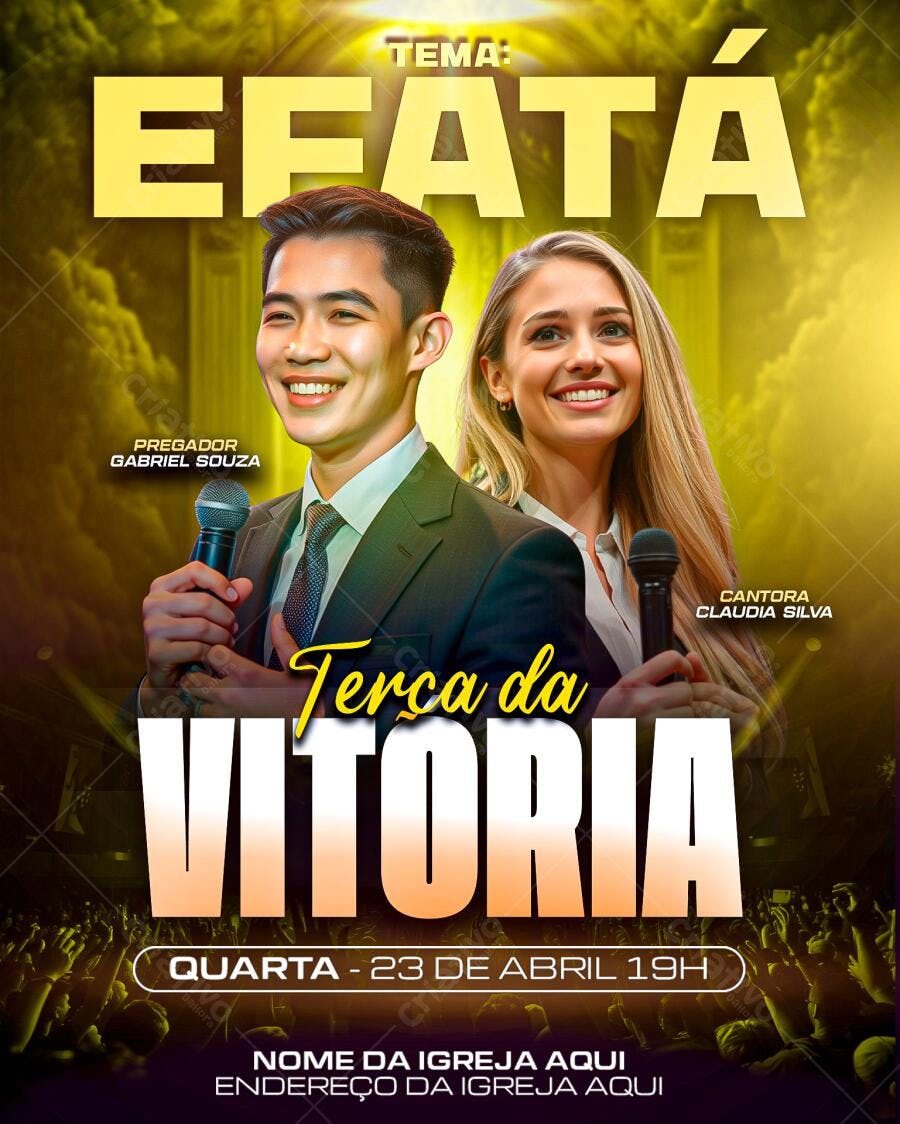 Flyer para Evento Religioso Terça da Vitória PSD Editável