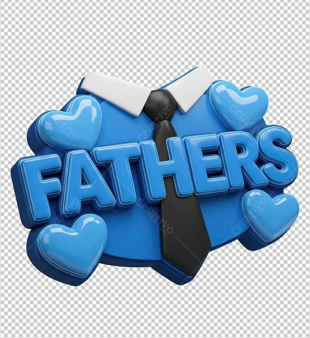 Selo Dia dos Pais Fathers Day com Gravata Renderizado em 3D