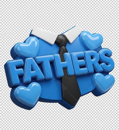 Selo Dia dos Pais Fathers Day com Gravata Renderizado em 3D