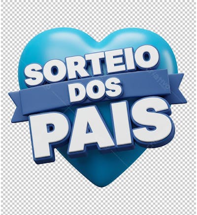 Selo em 3D Sorteio Dia dos Pais Azul PNG