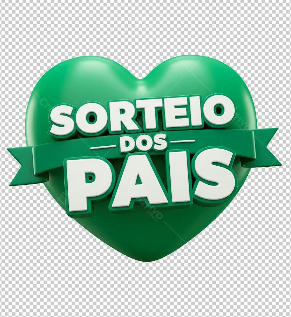 Selo Sorteio Dia dos Pais Verde Renderizado em 3D