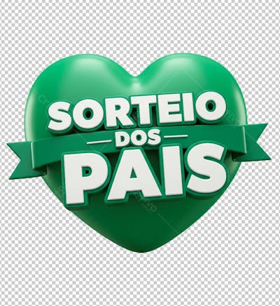 Selo Sorteio Dia dos Pais Verde Renderizado em 3D