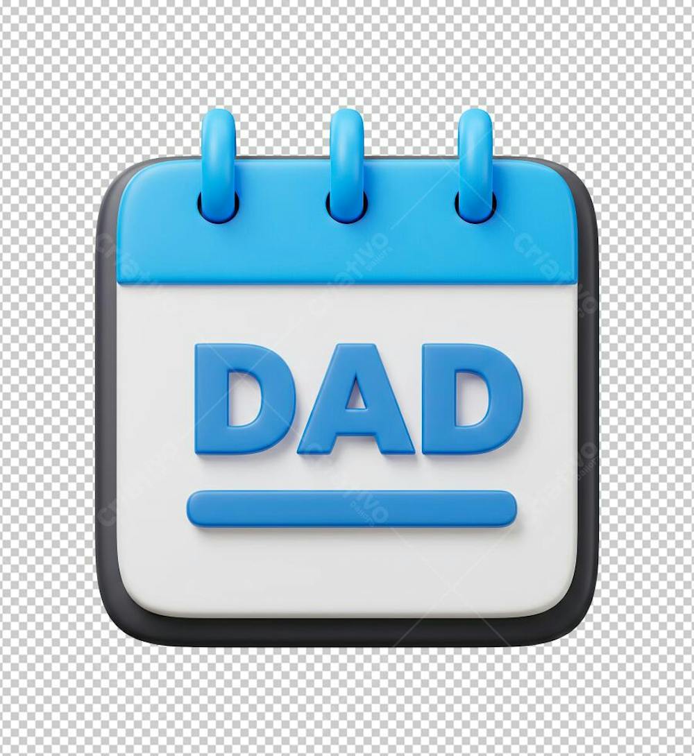 Calendário Dia dos Pais em Inglês Renderizado em 3D PNG