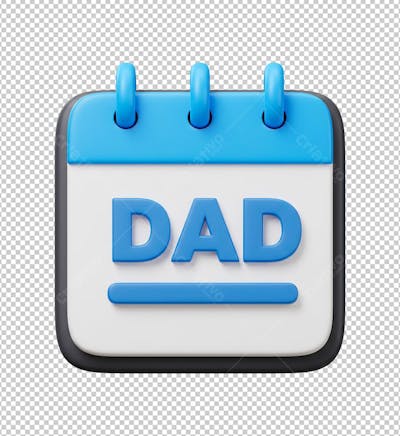 Calendário Dia dos Pais em Inglês Renderizado em 3D PNG