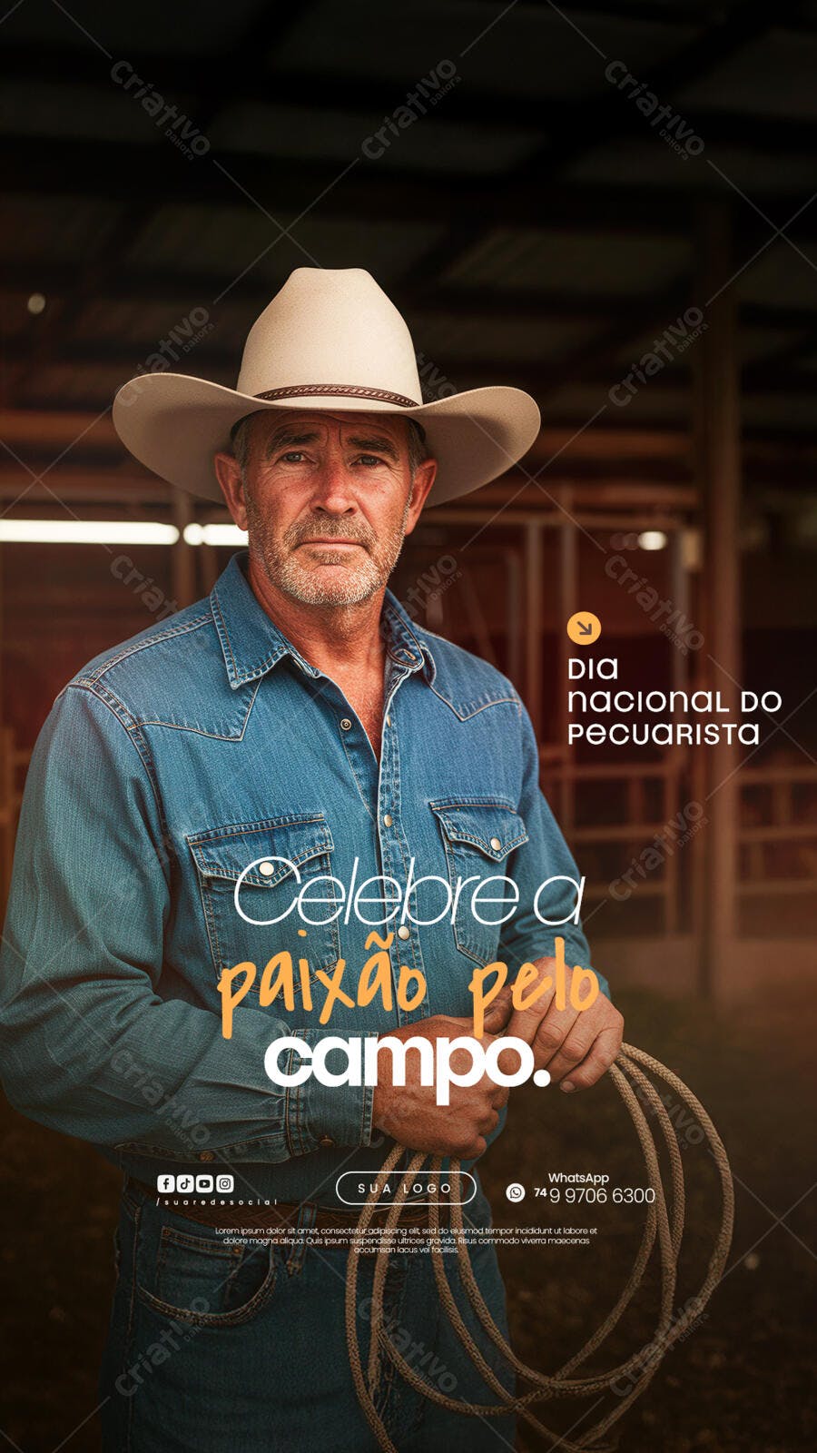 Flyer Dia Nacional do Pecuarista PSD Editável