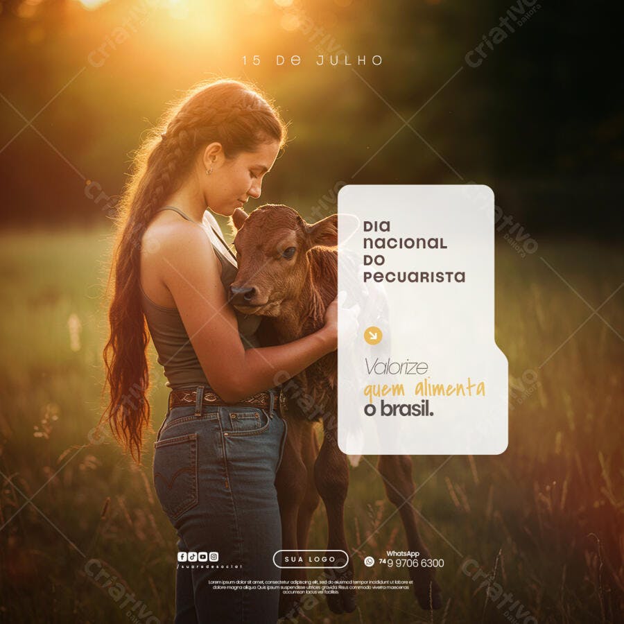 Post para o Dia Nacional do Pecuarista PSD Editável