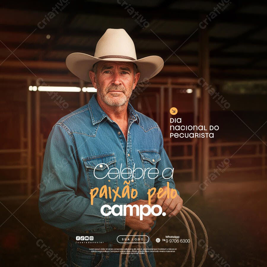 Post para o Dia Nacional do Pecuarista PSD Editável
