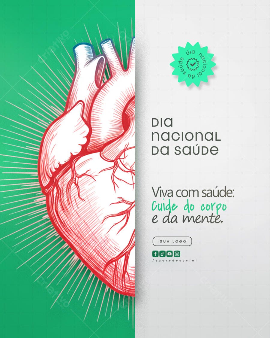Post para o Dia Nacional da Saúde PSD Editável