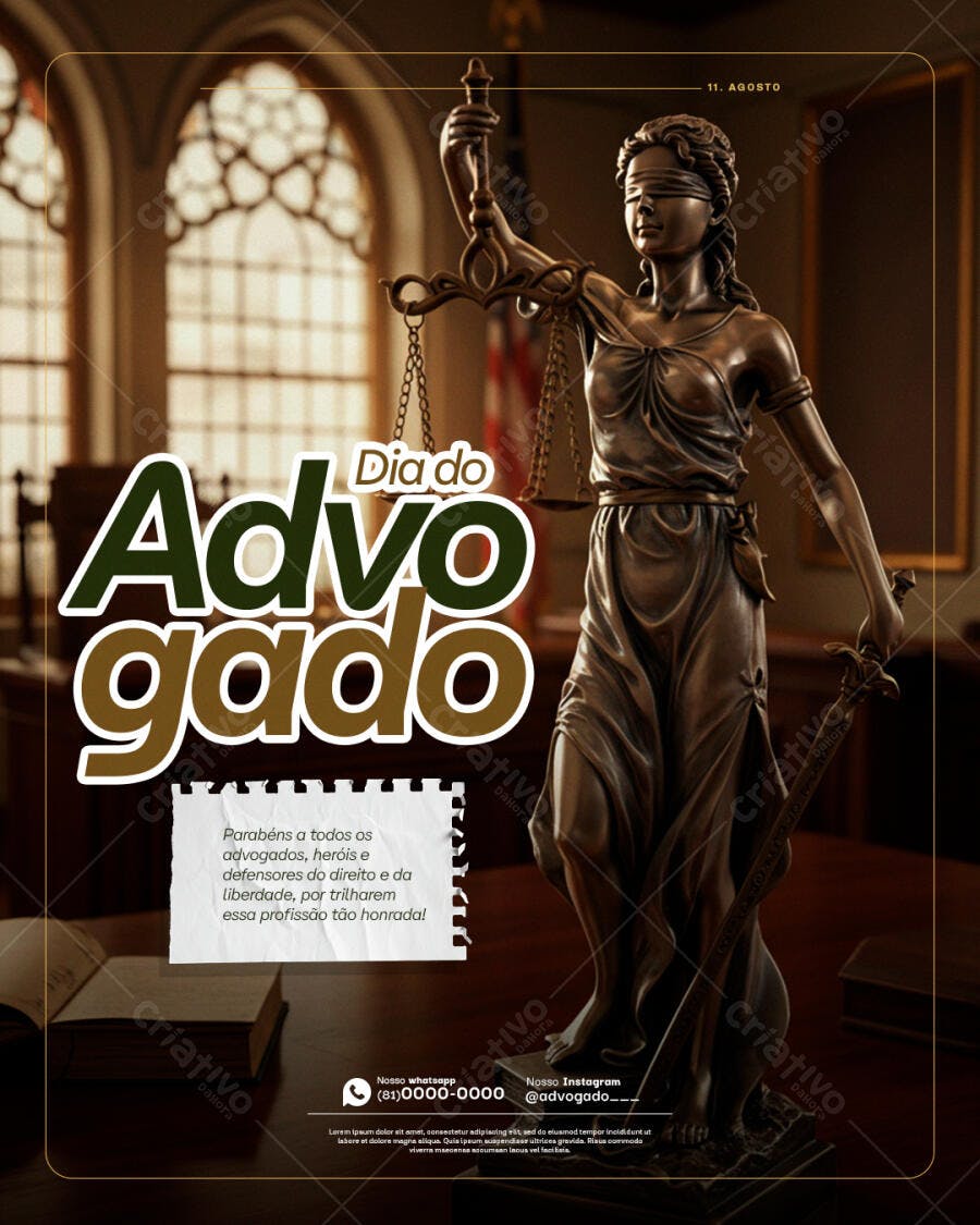 Flyer Dia do Advogado 11 de Agosto PSD Editável