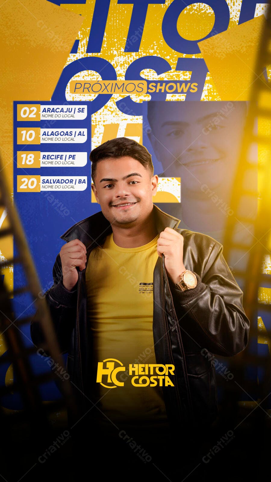 Flyer para Shows de Heitor Costa PSD Editável