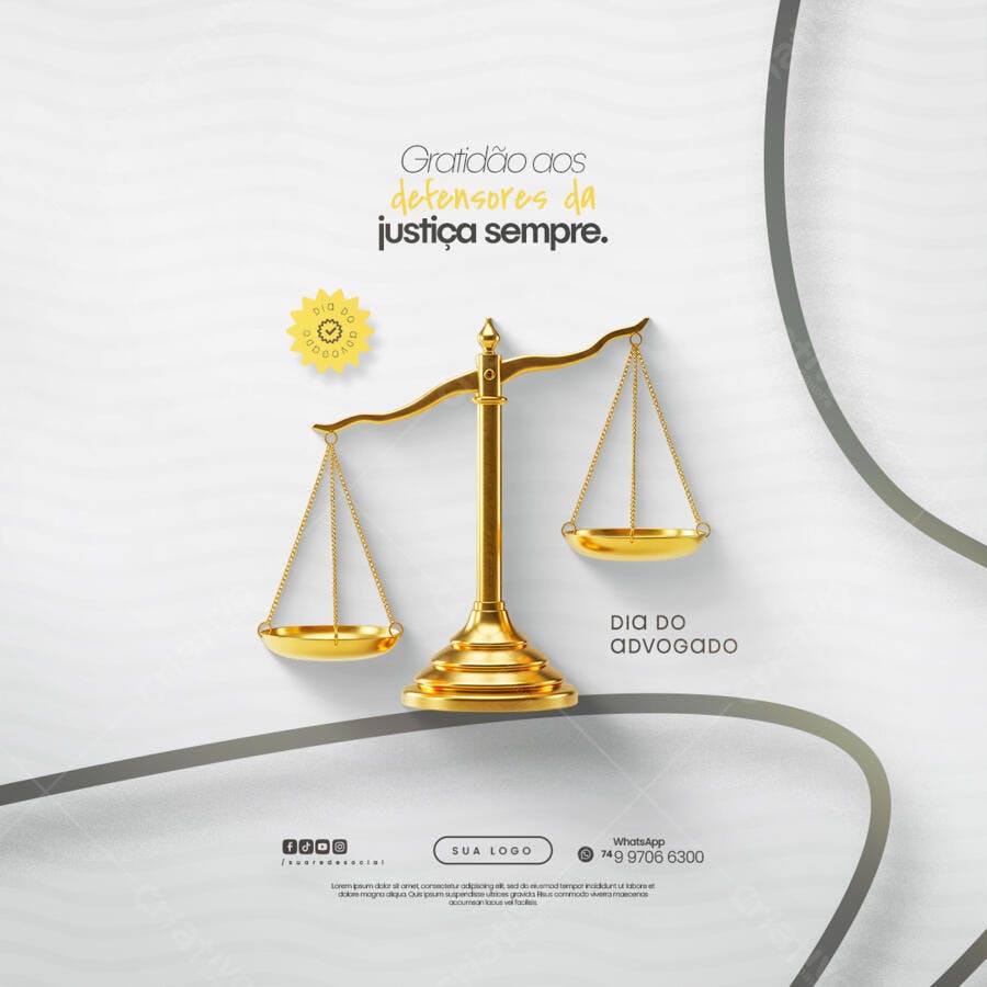 Post para Dia do Advogado PSD Editável
