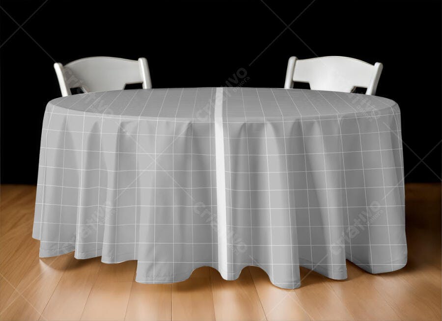Mockup Toalha Mesa Quadriculada Cinza - Realista