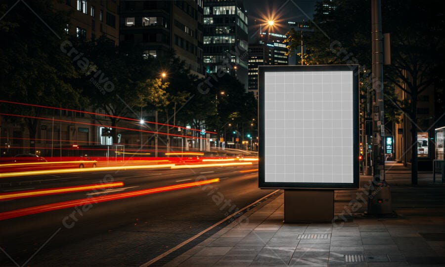 Mockup de Outdoor Noturno em Cidade