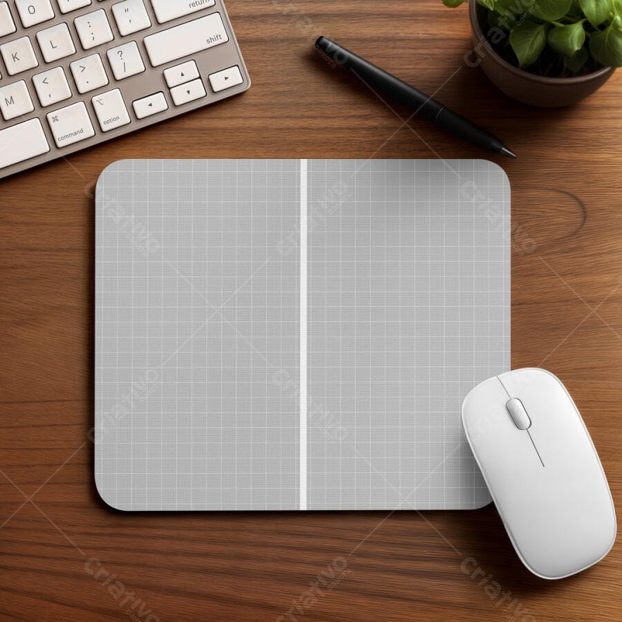 Mockup de Mousepad Minimalista em Mesa de Madeira