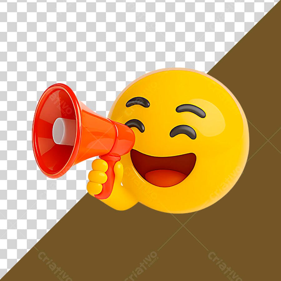 Emoji Alegre com Megafone PSD Editável