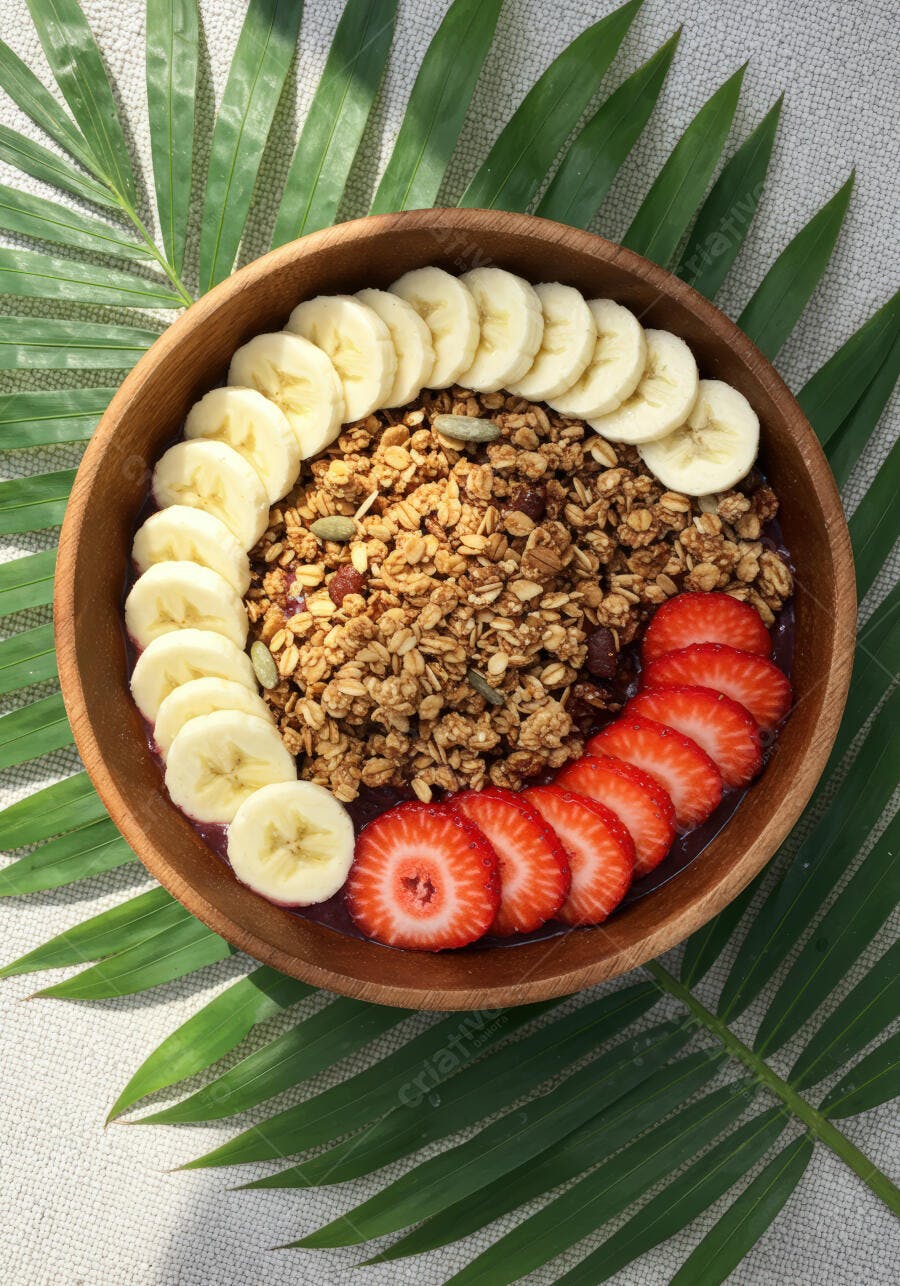Açaí Bowl com Granola Banana e Morango