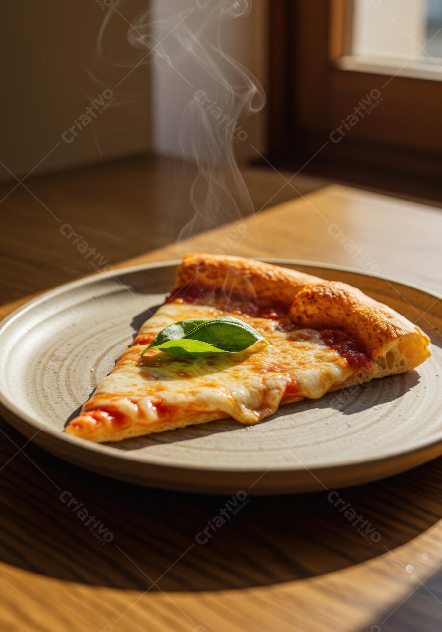 Fatia de Pizza Margherita fumegante