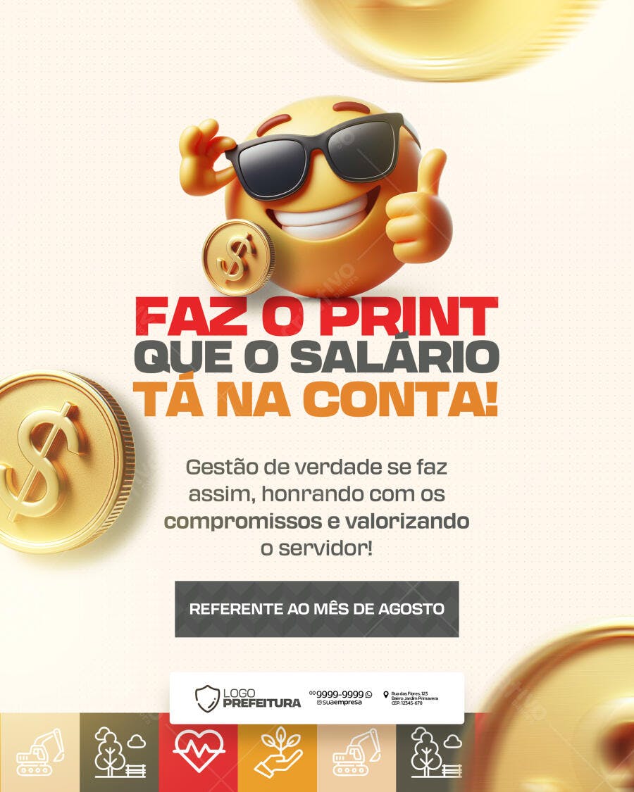 Flyer Salário Agosto PSD Editável