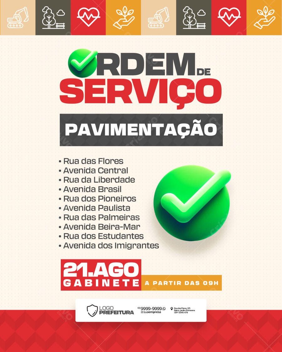 Flyer Ordem de Serviço Pavimentação 21 Ago PSD Editável