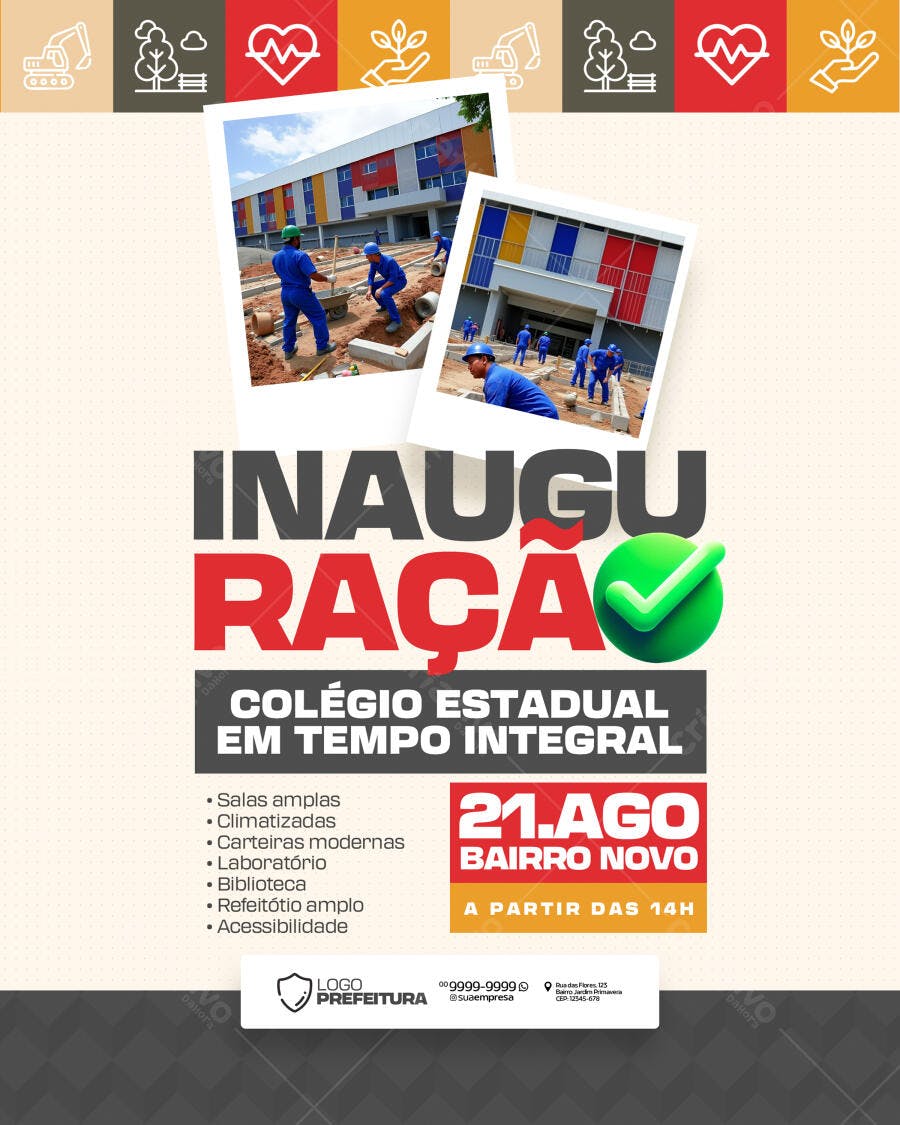Flyer Inauguração Colégio Estadual PSD Editável