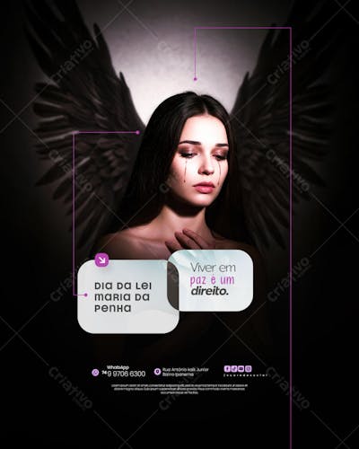 07 de Agosto - Dia da Lei Maria da Penha - Flyer Social Media PSD Editável (10)