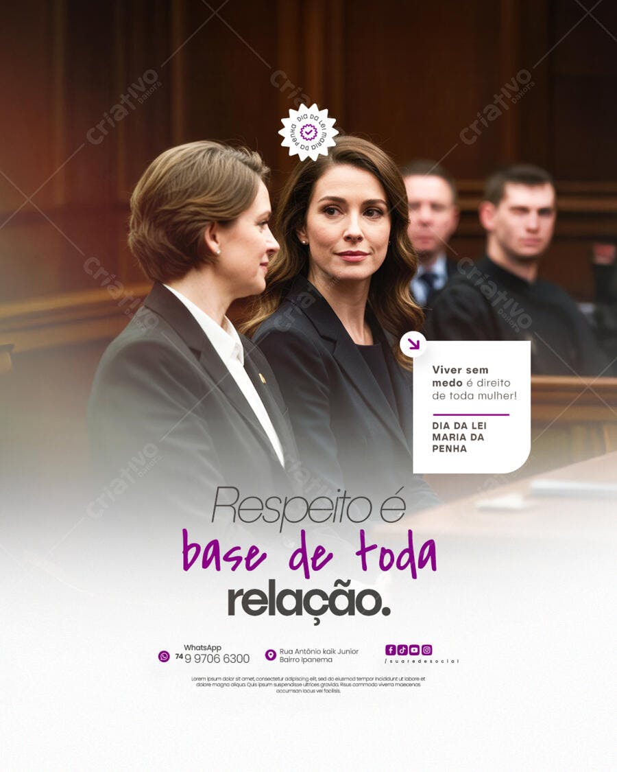 Flyer Dia da Lei Maria da Penha PSD Editável
