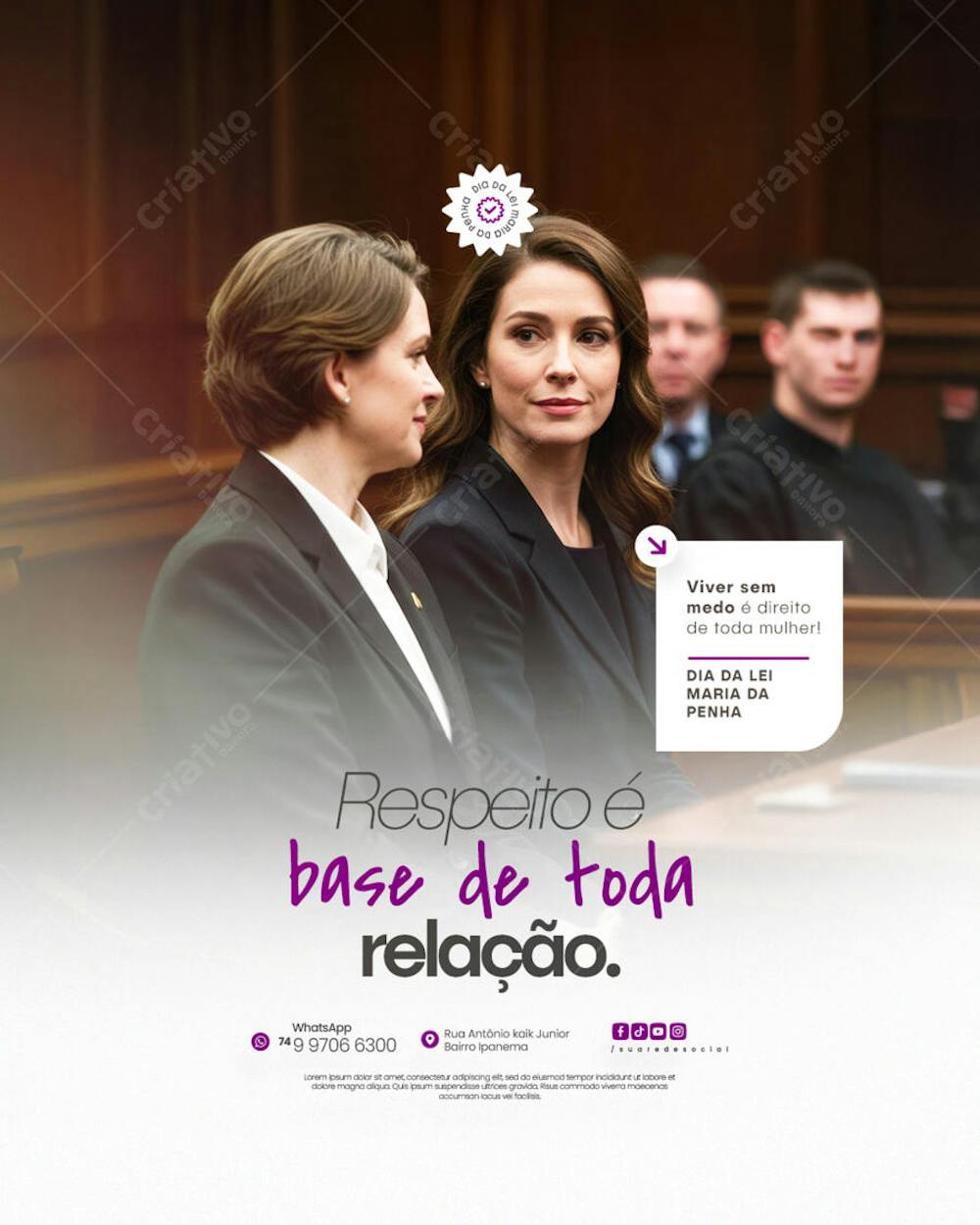 07 de Agosto - Dia da Lei Maria da Penha - Flyer Social Media PSD Editável (9)