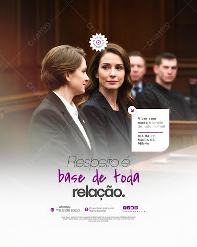 07 de Agosto - Dia da Lei Maria da Penha - Flyer Social Media PSD Editável (9)
