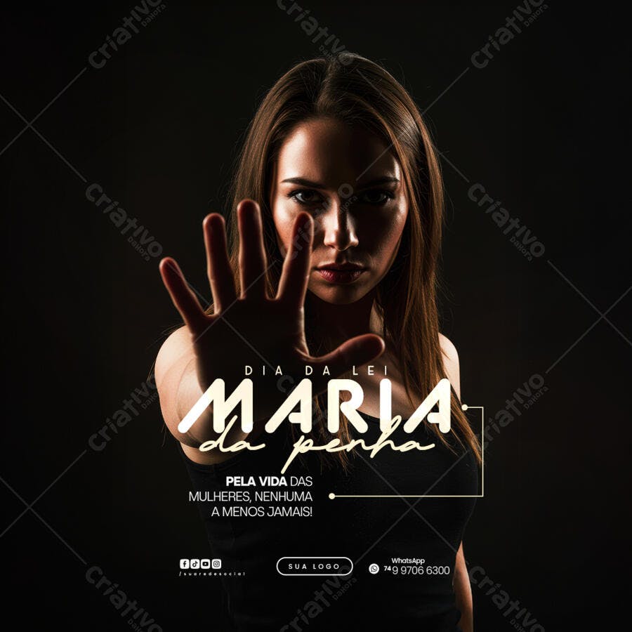 Post para o Dia da Lei Maria da Penha PSD Editável