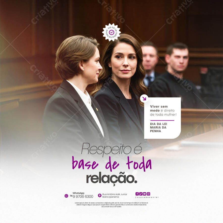 Post para o Dia da Lei Maria da Penha PSD Editável