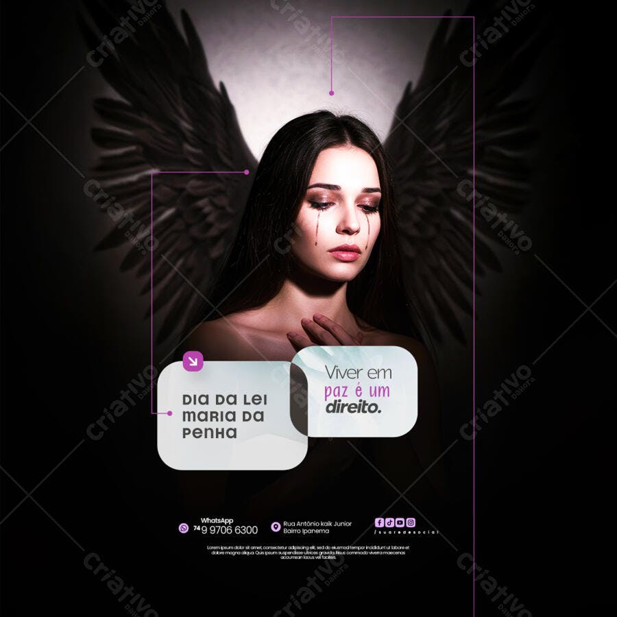Flyer Dia da Lei Maria da Penha PSD Editável