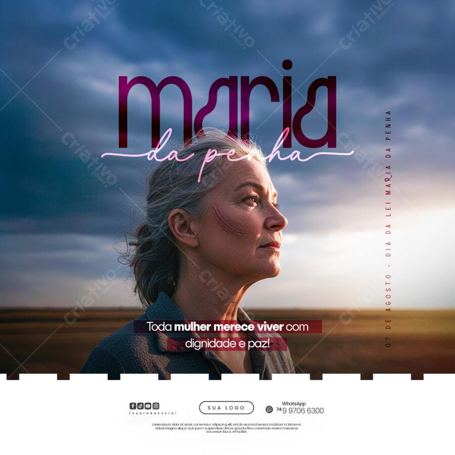 Post para o Dia da Lei Maria da Penha PSD Editável