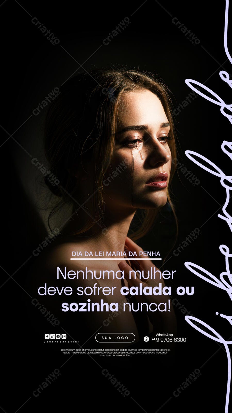 Flyer Dia da Lei Maria da Penha PSD Editável