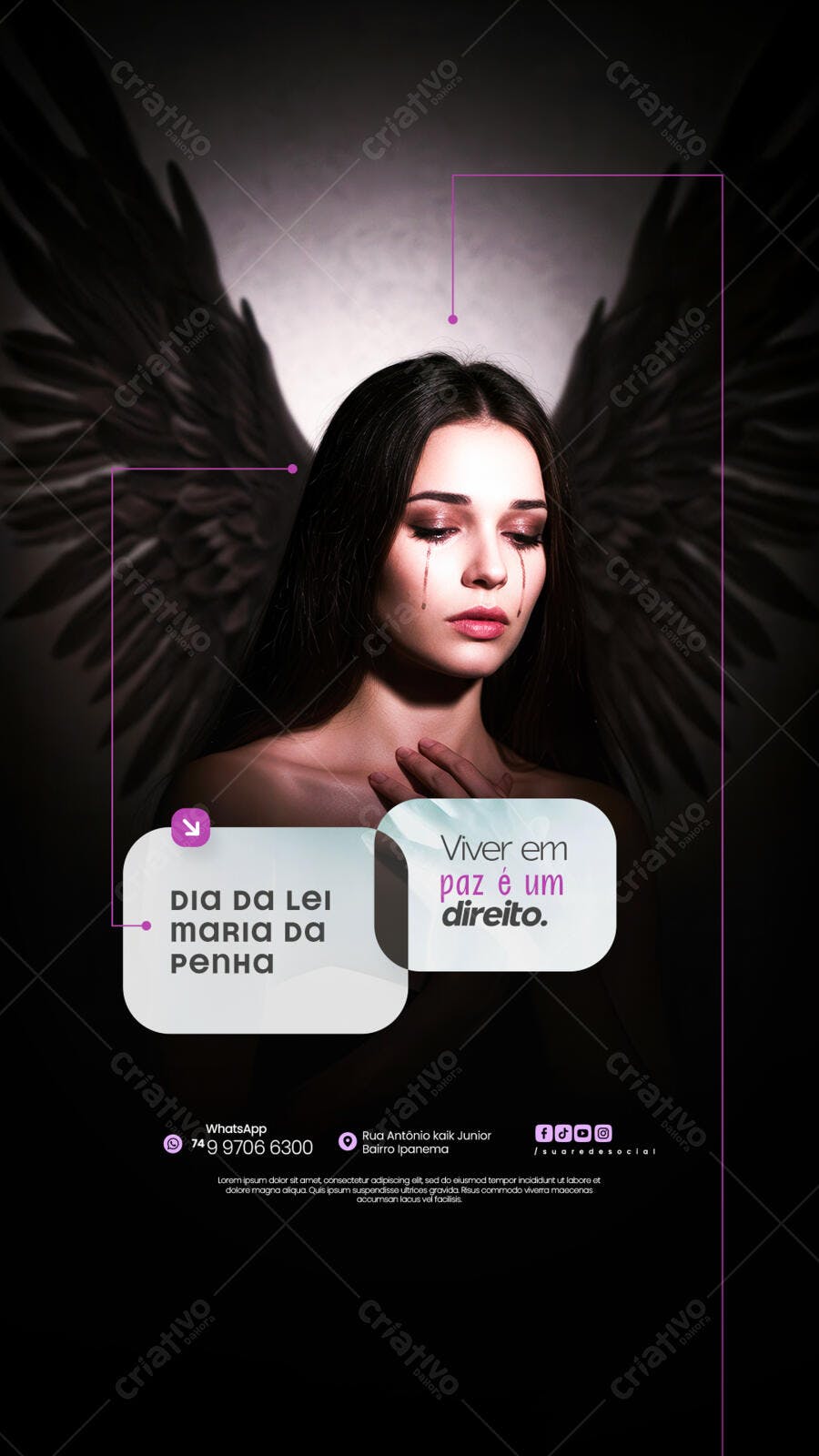 Flyer Dia da Lei Maria da Penha PSD Editável
