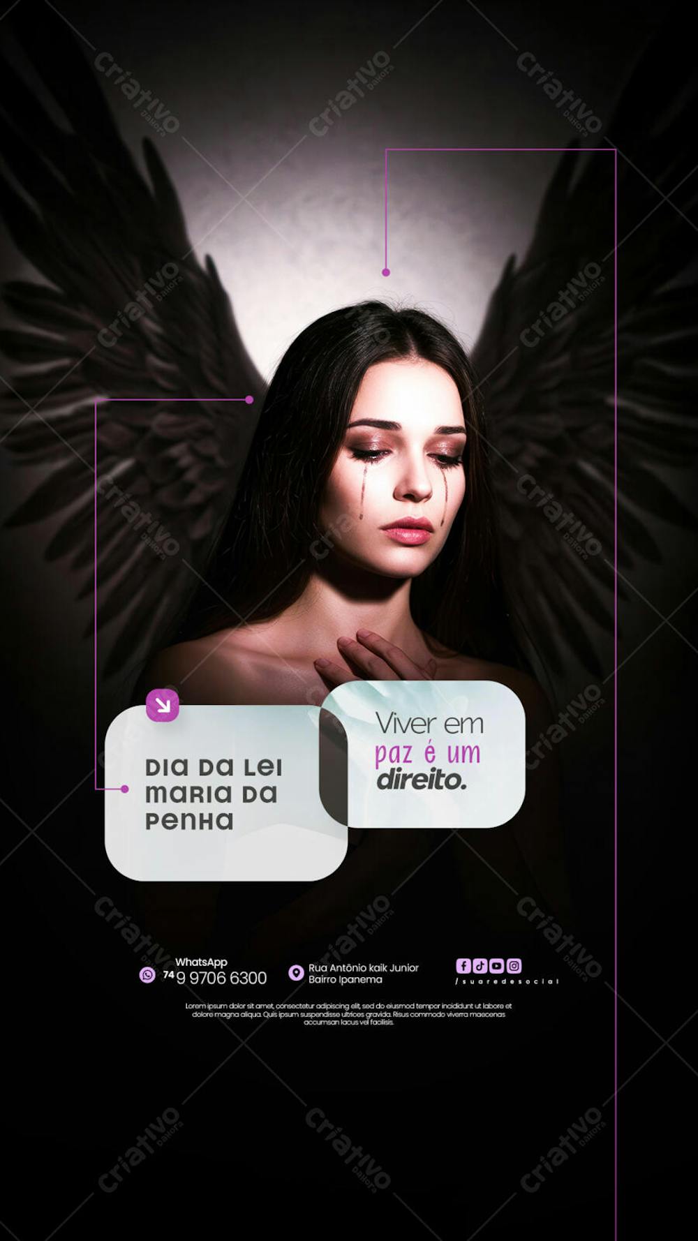 07 de Agosto - Dia da Lei Maria da Penha - Flyer Social Media PSD Editável (5)