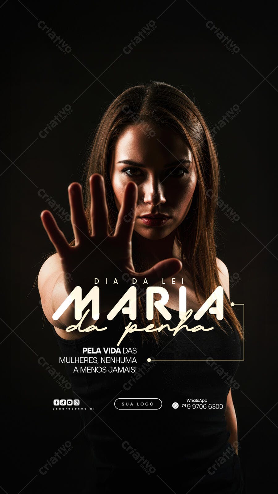 Flyer Dia da Lei Maria da Penha PSD Editável