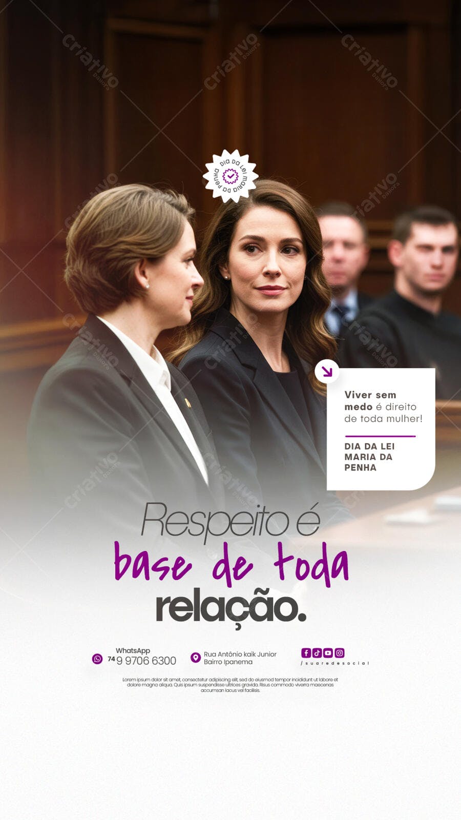 Flyer Dia da Lei Maria da Penha PSD Editável