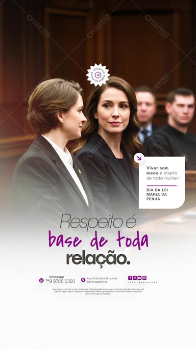 07 de Agosto - Dia da Lei Maria da Penha - Flyer Social Media PSD Editável (4)