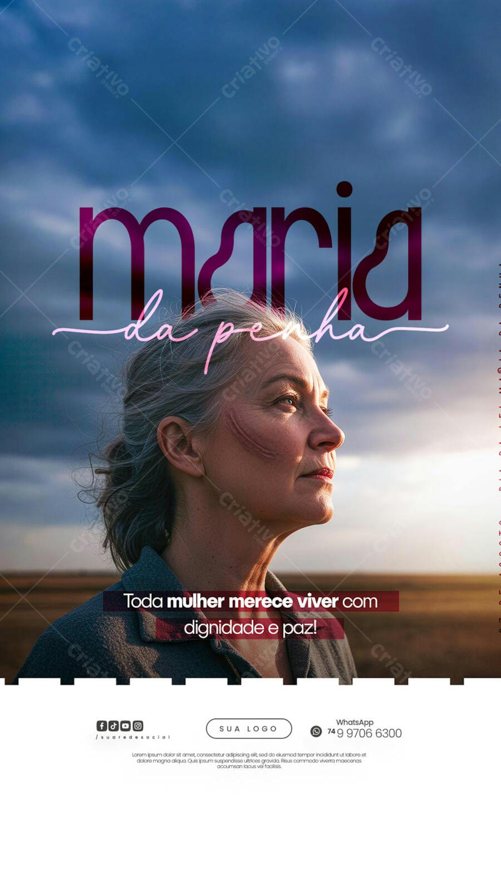 07 de Agosto - Dia da Lei Maria da Penha - Flyer Social Media PSD Editável (2)