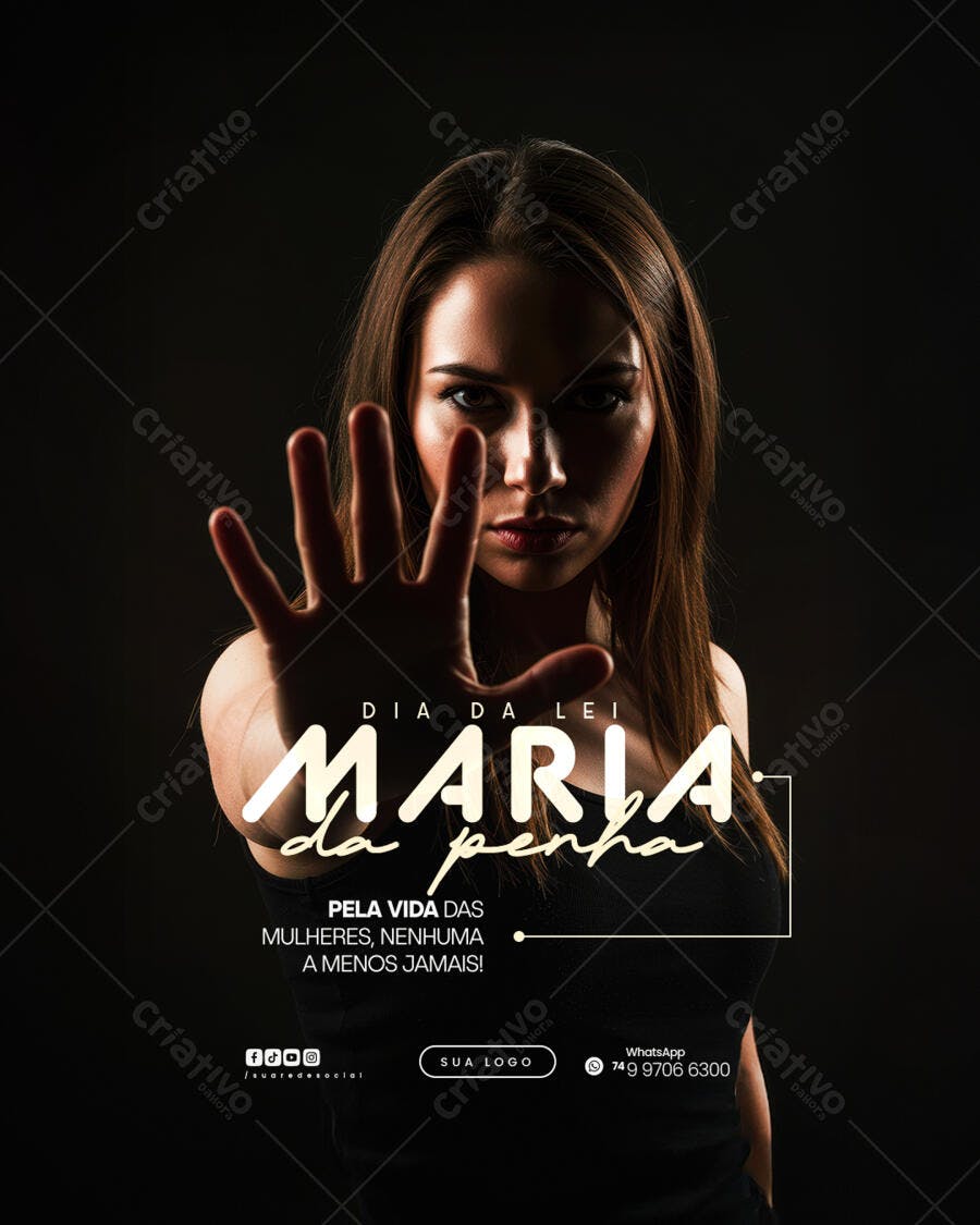 Flyer Dia da Lei Maria da Penha PSD Editável