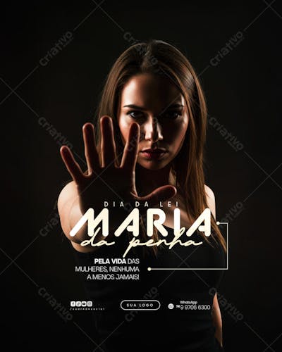07 de Agosto - Dia da Lei Maria da Penha - Flyer Social Media PSD Editável (8)