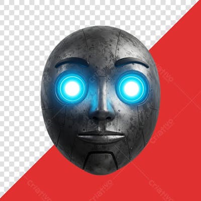 Icone metalico face robo Elemento 3D Render PNG Transparente