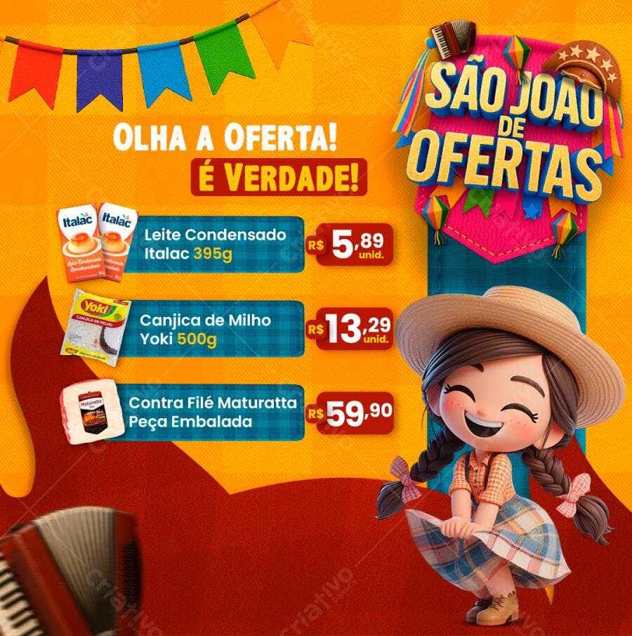 Flyer São João de Ofertas PSD Editável