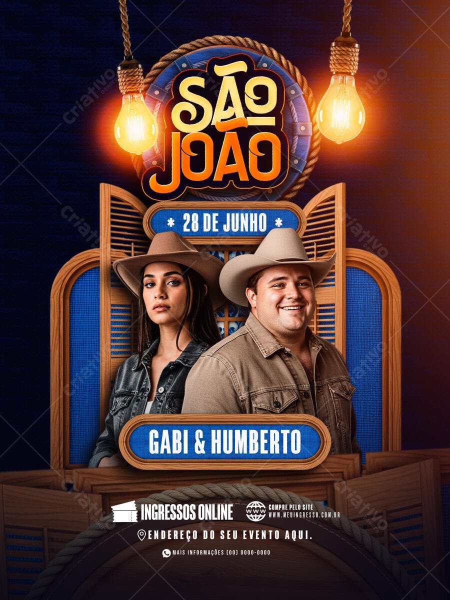 Flyer Festa Junina 28 de Junho PSD Editável