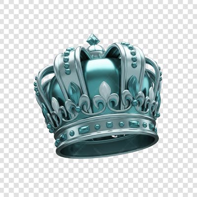 Coroa Rei Rainha Icon Azul e Branco Brilhante Elemento 3D Render PNG Transparente (21)