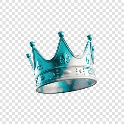 Coroa Rei Rainha Icon Azul e Branco Brilhante Elemento 3D Render PNG Transparente (5)