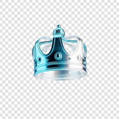Coroa Rei Rainha Icon Azul e Branco Brilhante Elemento 3D Render PNG Transparente (15)